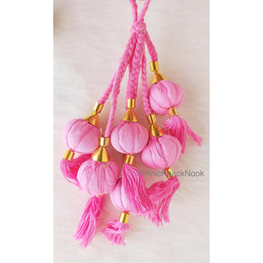 Beige / Green / Pink Cotton Fabric Balls Bunch Tassels, Latkan, Embellishments